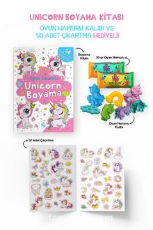 Unicorn Boyama Kitabı - Oyun Hamuru, Oyuncak ve Çıkartma Hediyeli / 3 Yaş+